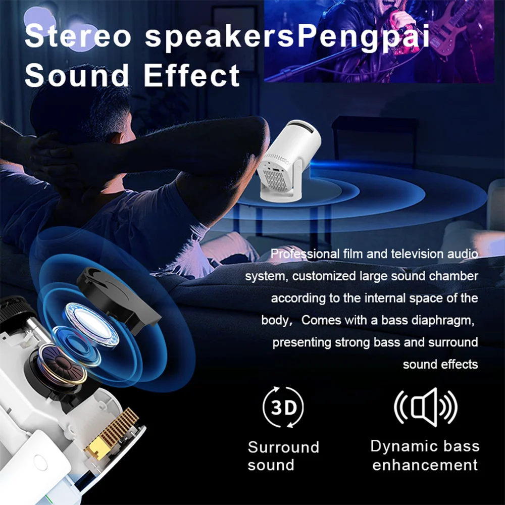 Portable Wi-Fi 6 Mini Projector with Rotating Stand product image 3