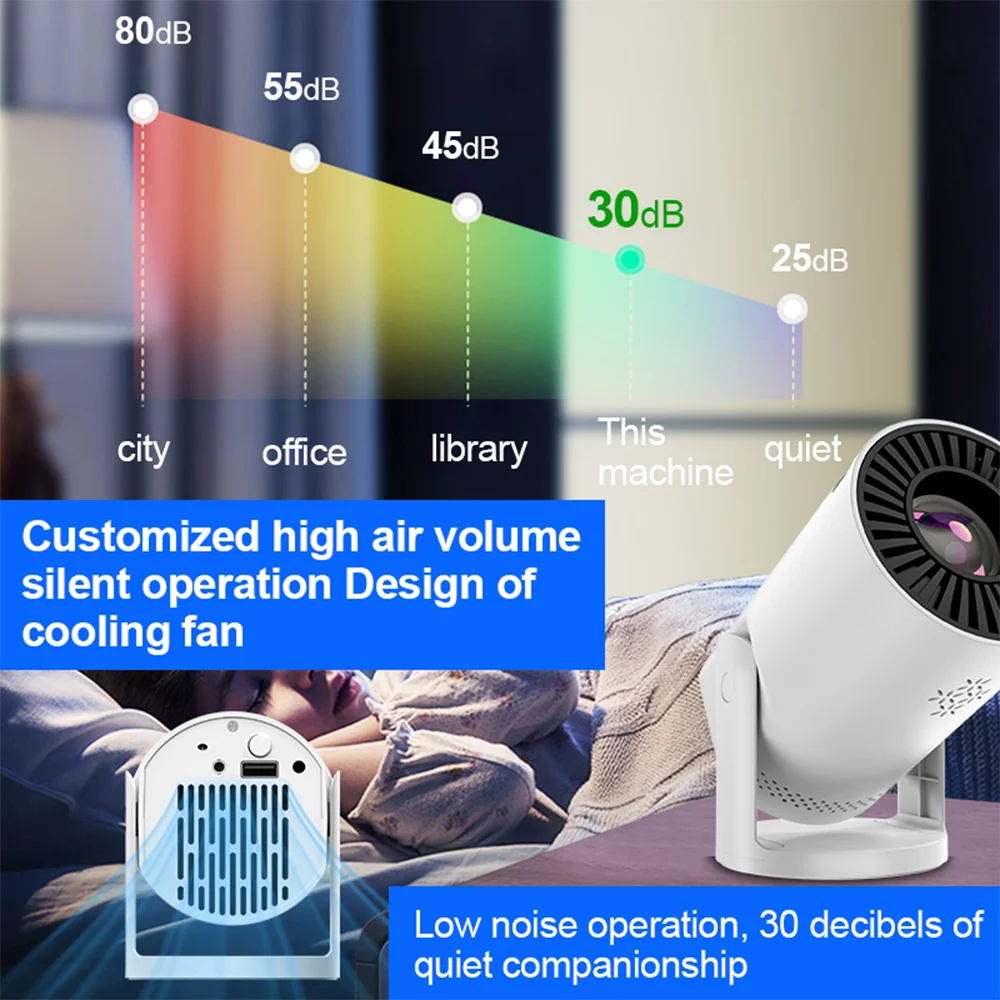 Portable Wi-Fi 6 Mini Projector with Rotating Stand product image 5