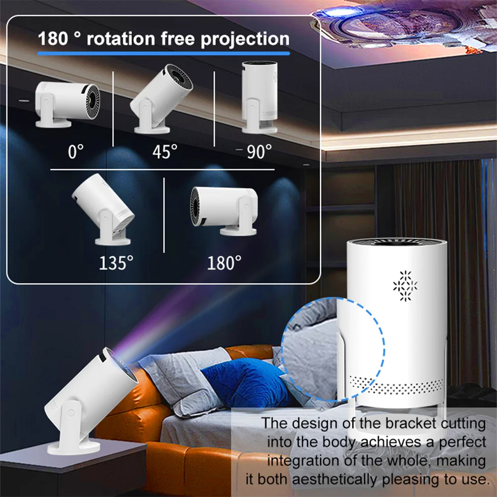 Portable Wi-Fi 6 Mini Projector with Rotating Stand product image 4