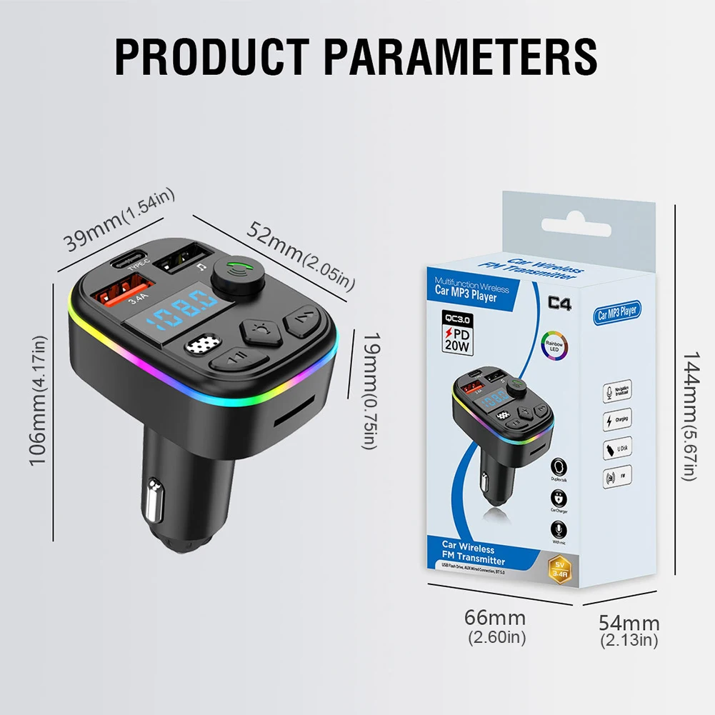 Bluetooth 5.3 Car FM Transmitter and Hands-Free Kit - Image 6