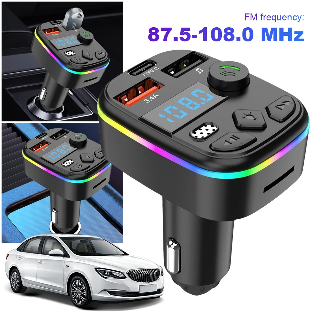 Bluetooth 5.3 Car FM Transmitter and Hands-Free Kit