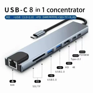 8-in-1 USB-C Hub with 4K HDMI, Ethernet and Card Reader