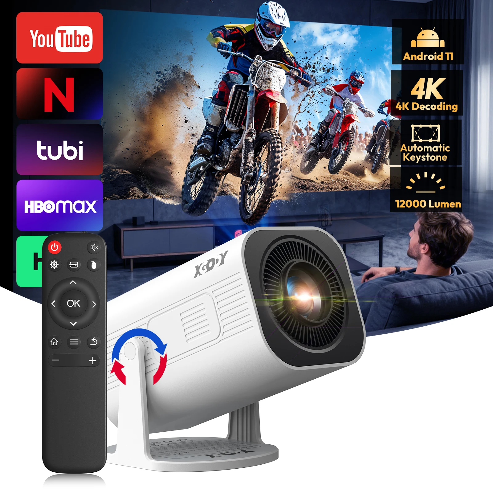 XGODY Gimbal 3 Pro Wi-Fi 6 Portable Projector