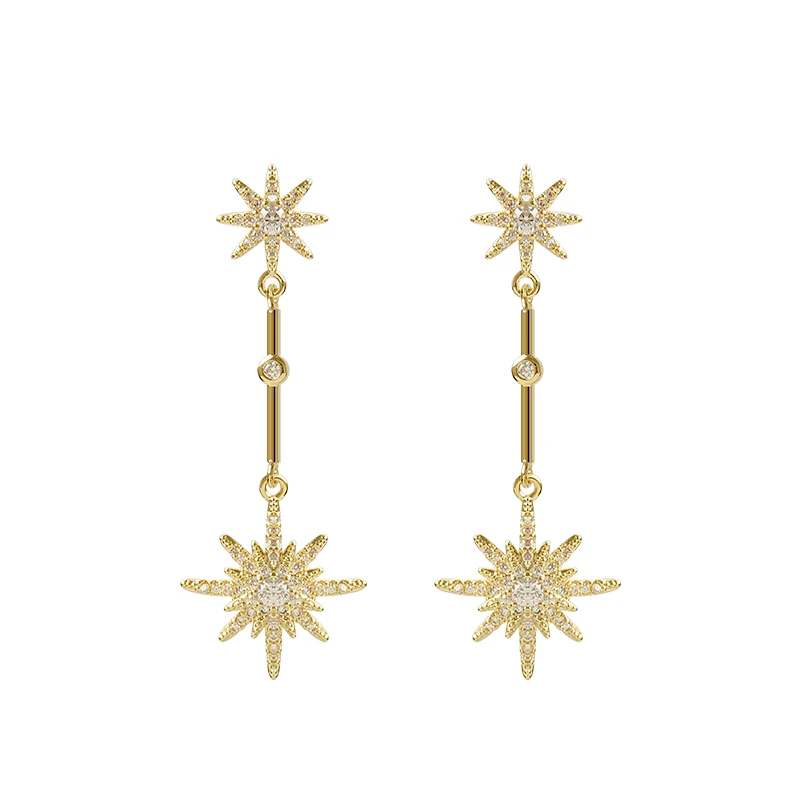 Crystal Star Long Drop Earrings - Image 6
