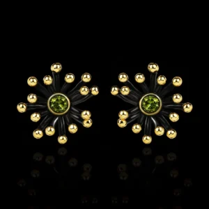 Black and Gold Floral Drop Earrings