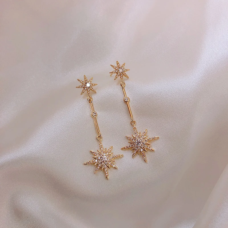 Crystal Star Long Drop Earrings - Image 5