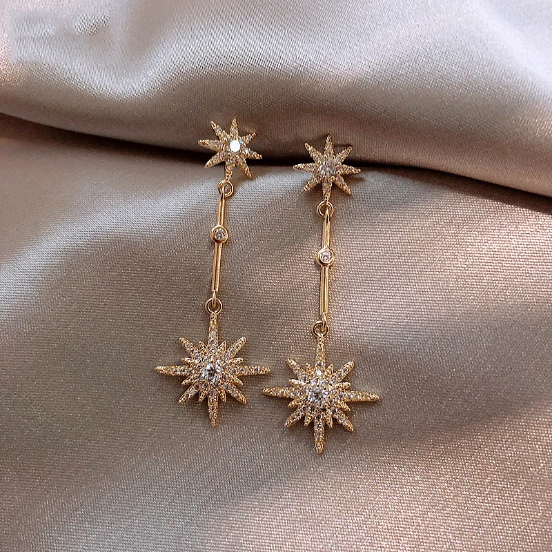 Crystal Star Long Drop Earrings - Image 7
