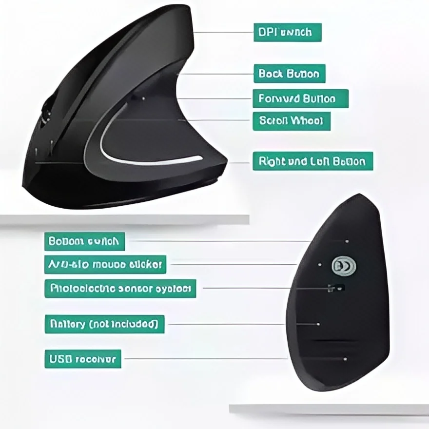 Ergonomic 2.4GHz Wireless Vertical Mouse - Image 3