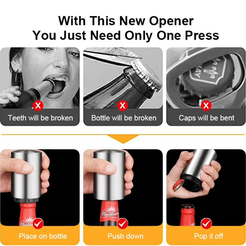 Push-Down Stainless-Steel Bottle Opener - Image 5