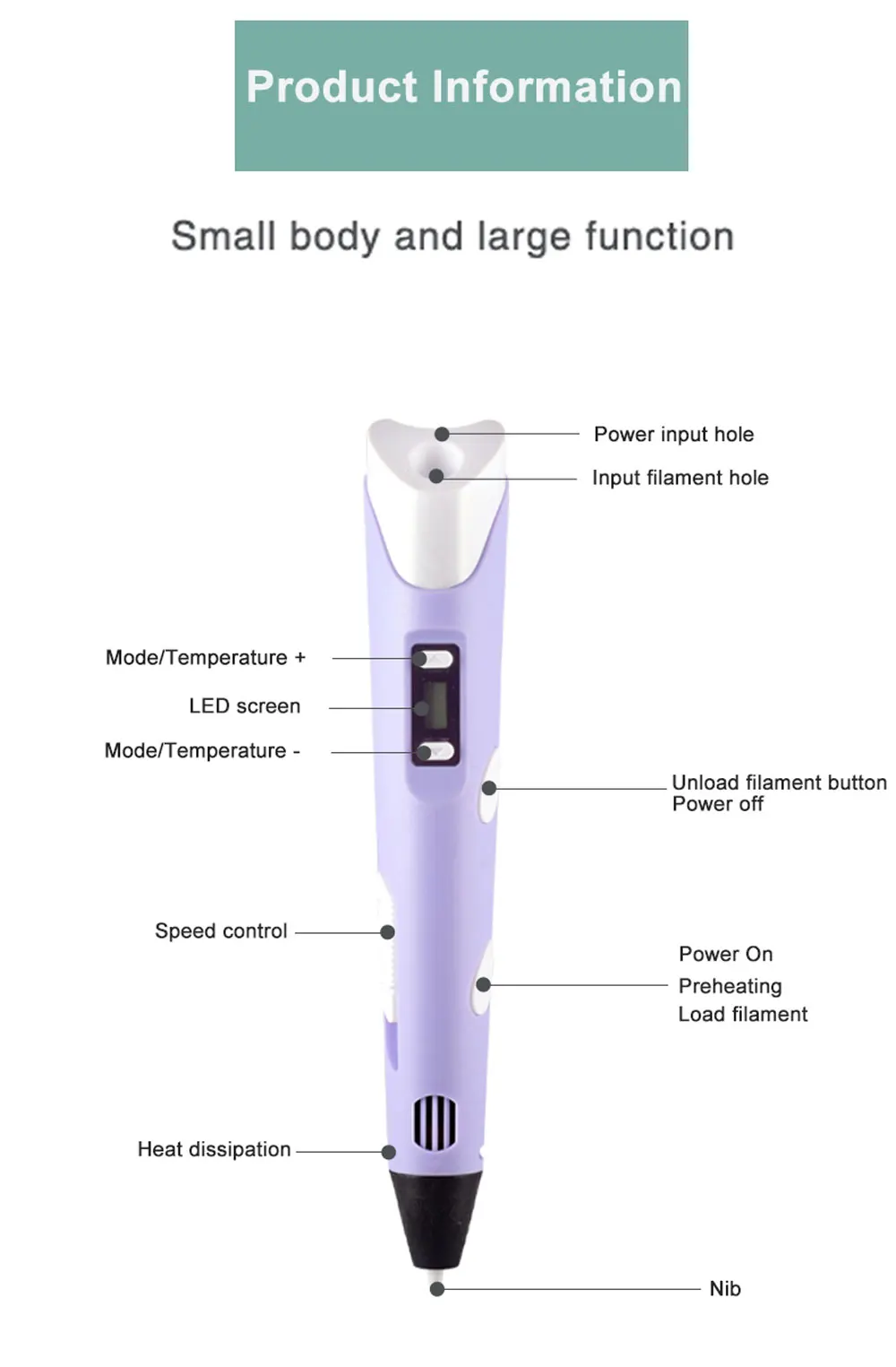 3D Printing Pen with LED Display - Image 2