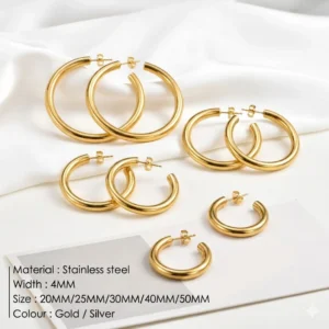 18K Gold-Plated Chunky Hoop Earrings