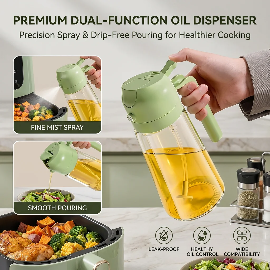 2-in-1 Olive Oil Dispenser and Sprayer