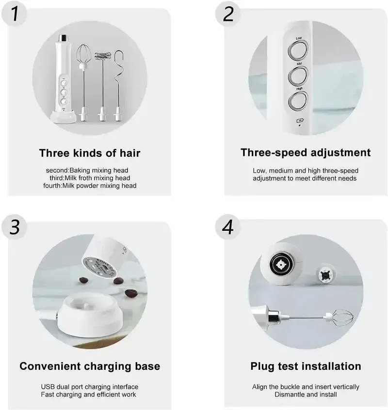 3-in-1 Rechargeable Handheld Milk Frother - Image 4