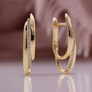 Zircon Long Oval Drop Earrings
