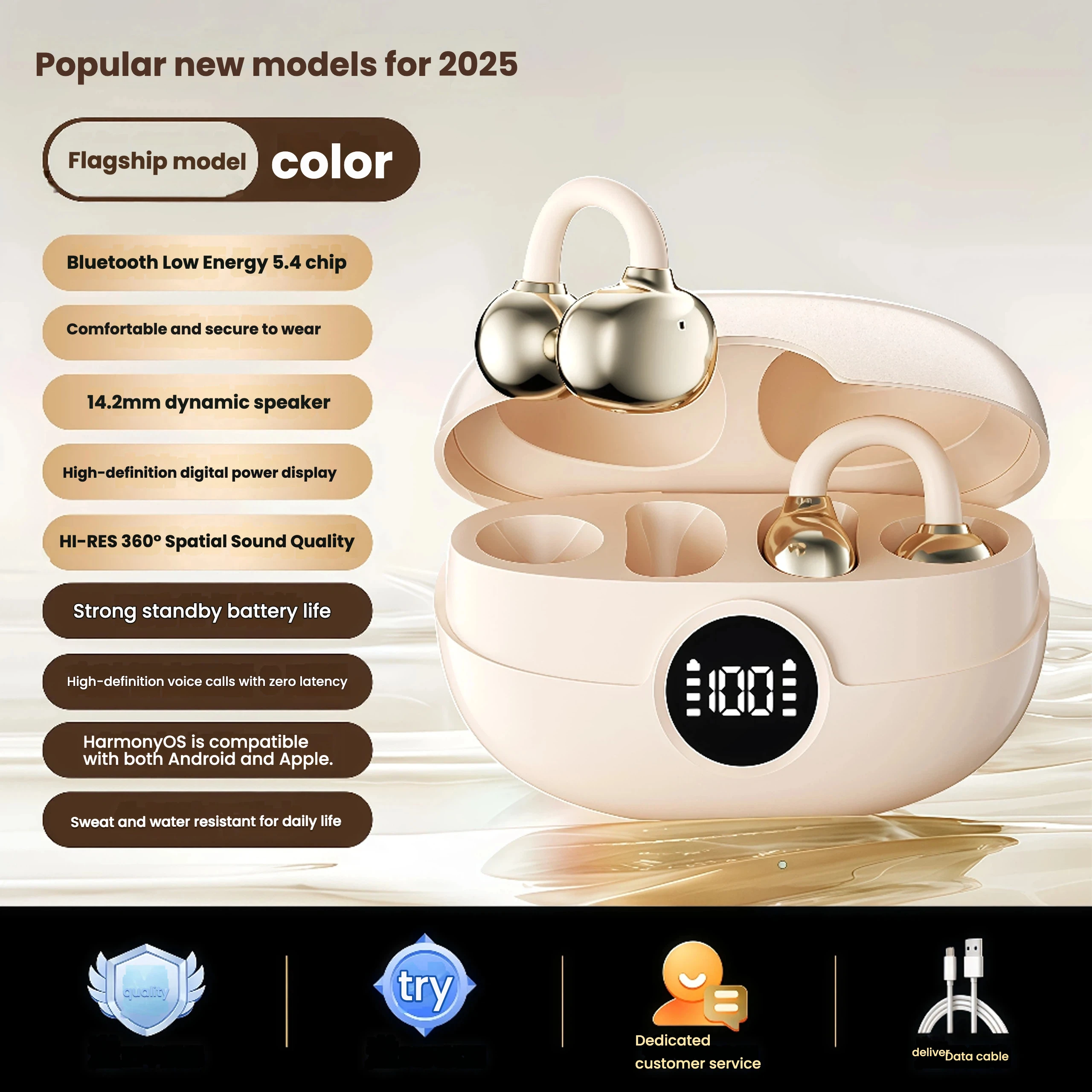 OWS Clip-On Open-Ear Wireless Earbuds - Image 7