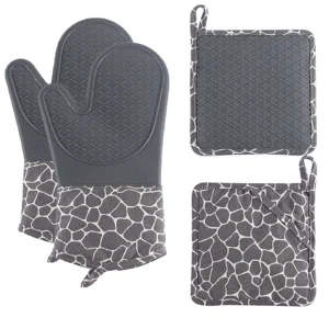 Extra-Long Silicone Oven Mitt with Quilted Liner