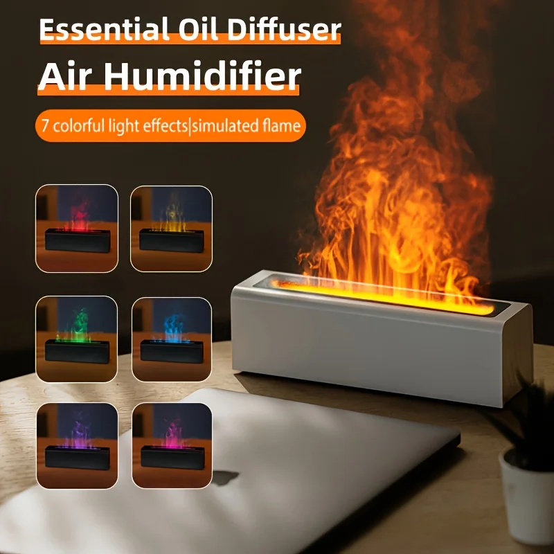 Flame-Effect Aroma Diffuser with 7-Colour Light