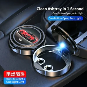 Portable LED Car Ashtray with Lid