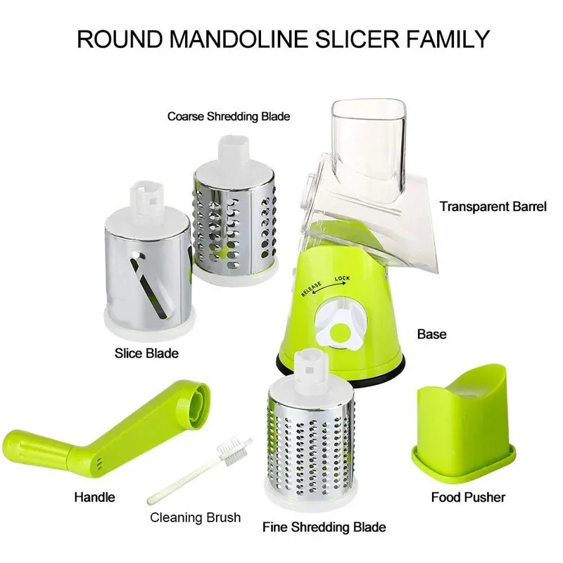 Manual Rotary Cheese Grater and Vegetable Slicer - Image 6