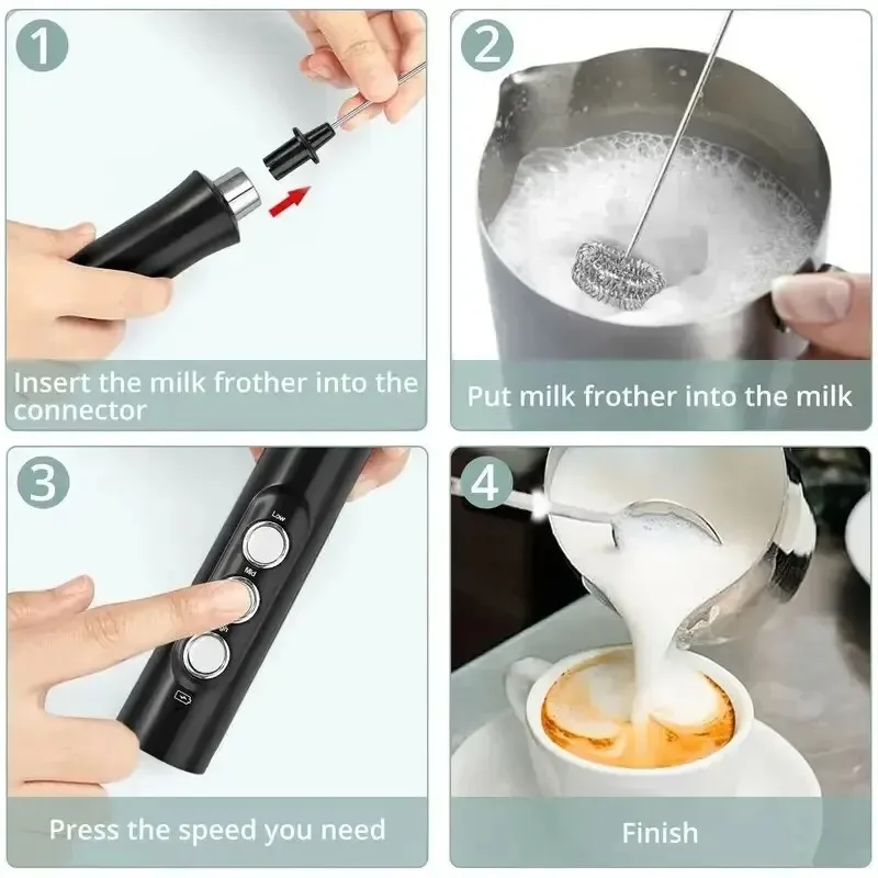 3-in-1 Rechargeable Handheld Milk Frother - Image 5