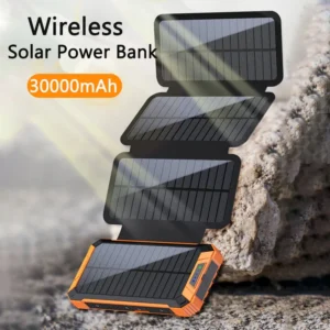 30,000mAh Solar Power Bank with Built-In Cables