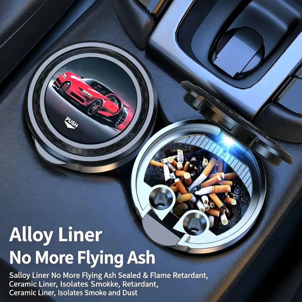 Portable LED Car Ashtray with Lid - Image 4