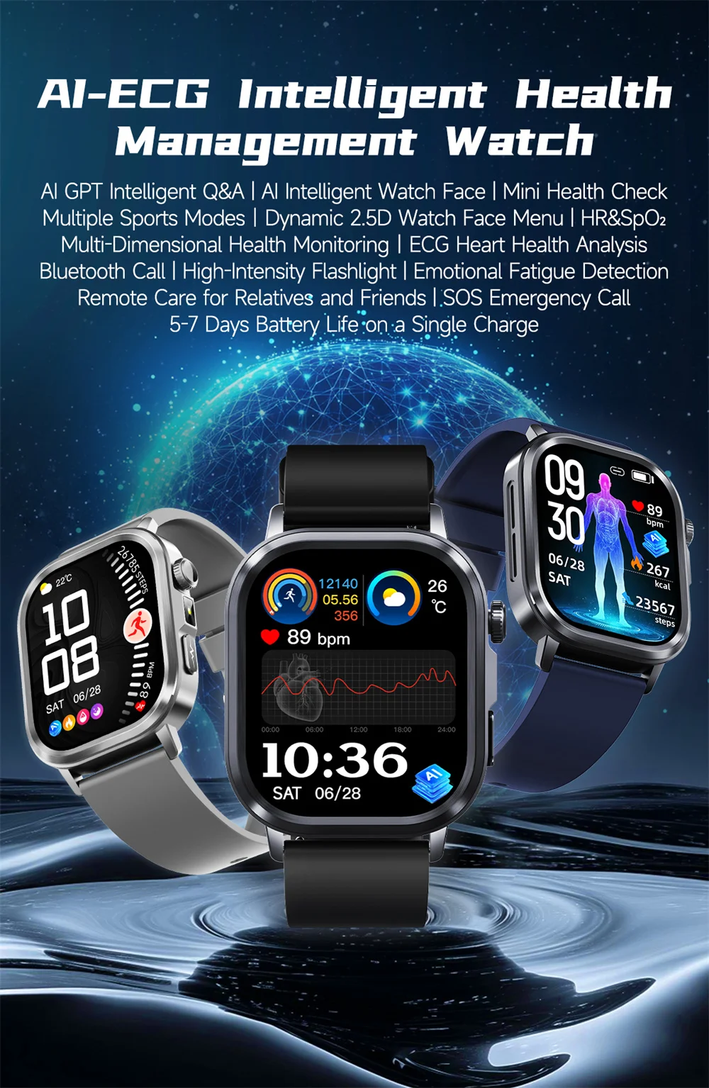 AMOLED ECG Smartwatch with Bluetooth Calling - Image 4