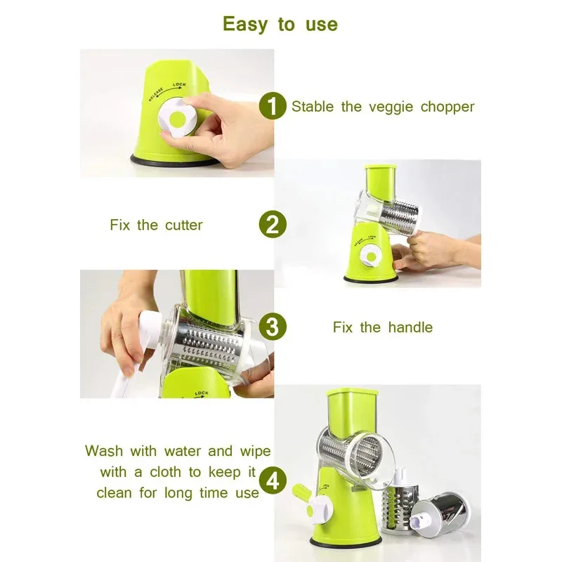 Manual Rotary Cheese Grater and Vegetable Slicer - Image 5