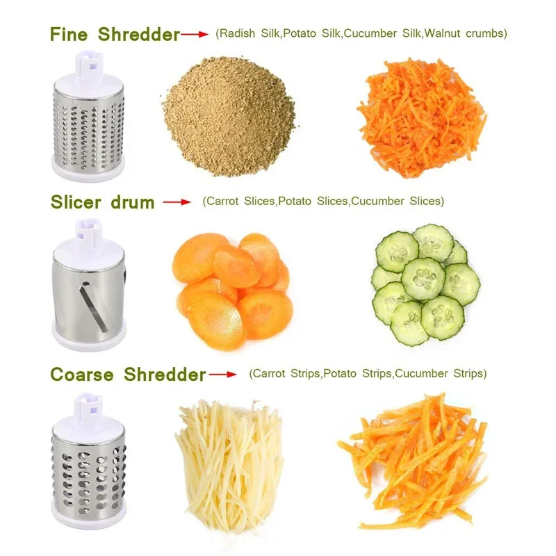 Manual Rotary Cheese Grater and Vegetable Slicer - Image 4