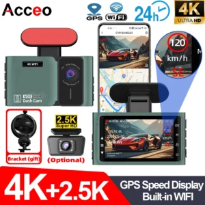 4K Front and 2.5K Rear Wi-Fi GPS Dash Cam