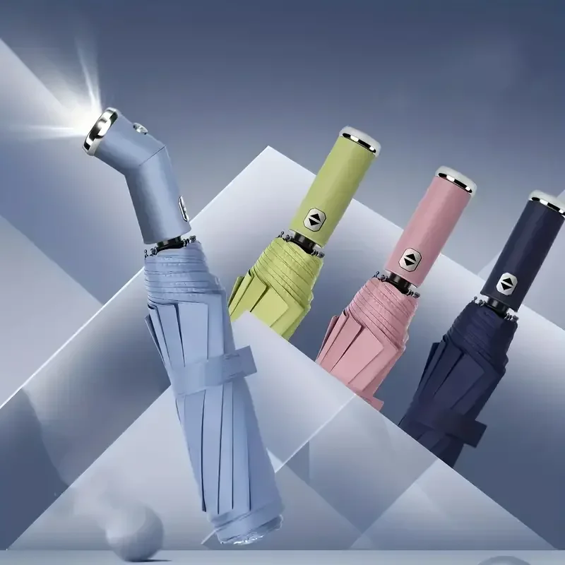 Automatic Reverse-Folding Umbrella with LED Light