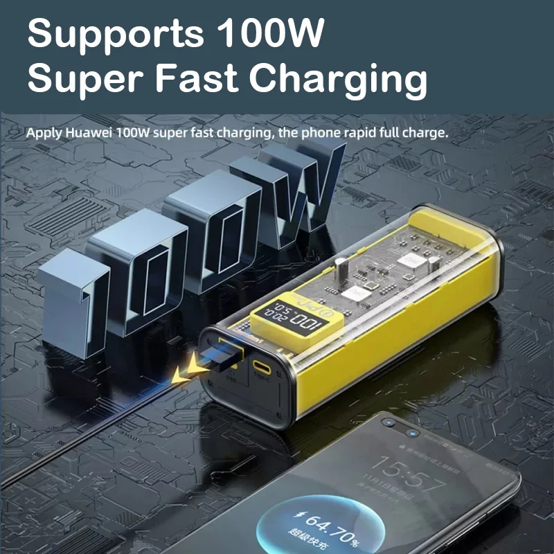 20,000mAh Transparent 100W Power Bank - Image 2