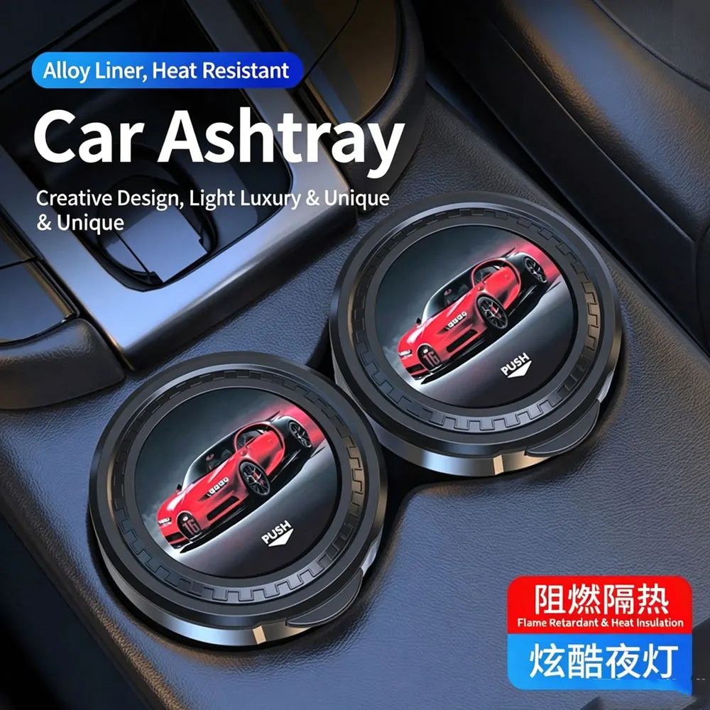 Portable LED Car Ashtray with Lid - Image 2
