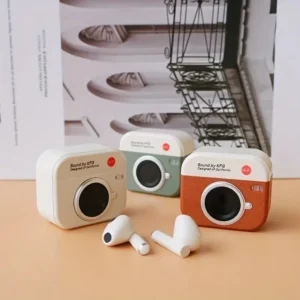 Retro Camera-Style Wireless Earbuds with Display